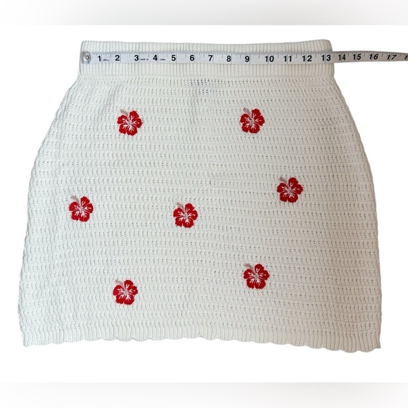 Wild Fable Crochet Knit Set White Hibiscus Skirt (M) & Crop Top (S) 100% Cotton - Picture 12 of 13